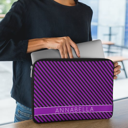 Moderne Lila Streifen Laptopschutzhülle