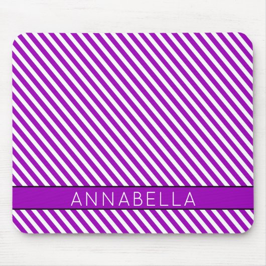 Moderne Lila Streifen Mousepad (Vorne)