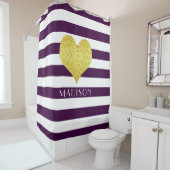 Moderne Lila Streifenbezeichnung Duschvorhang (Beispiel)