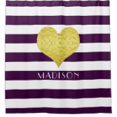 Moderne Lila Streifenbezeichnung Duschvorhang (Vorderseite)