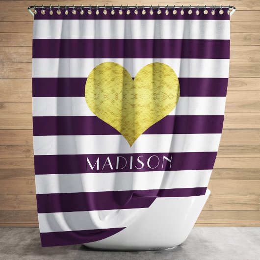 Moderne Lila Streifenbezeichnung Duschvorhang