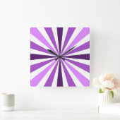 Moderne Lila Streifensperre Quadratische Wanduhr (Zuhause)