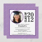 Moderne Lila Stripes Foto Einladung (Vorne/Hinten)