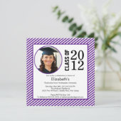 Moderne Lila Stripes Foto Einladung (Stehend Vorderseite)