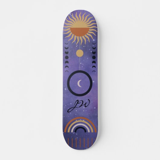 Moderne Lila Sun Star Rainbow Girls Skateboard (Vorne)