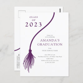 Moderne Lila Tassel Graduation Party Postcard Postkarte