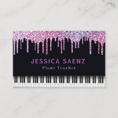 Moderne Lila Tropfen Glitzer Piano Teacher Visitenkarte (Vorderseite)