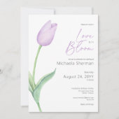Moderne Lila Tulip-Liebe in Blütendusche Einladung (Vorderseite)