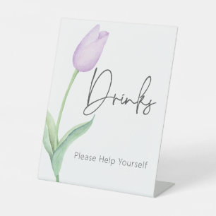 Moderne Lila Tulip Solo Brautparty Drinks Sockelschild