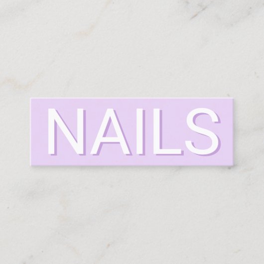 Moderne lila Typografie-Nails Mini Visitenkarte (Vorderseite)