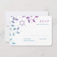 Moderne Lila und Aquamarine Bat Mitzvah RSVP Karte