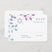Moderne Lila und Aquamarine Bat Mitzvah RSVP Karte (Vorne/Hinten)