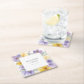 Moderne Lila und gelbe Violetten Blumenzehen Rechteckiger Pappuntersetzer (Vor Ort)