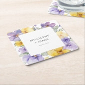 Moderne Lila und gelbe Violetten Blumenzehen Rechteckiger Pappuntersetzer (angewinkelt)