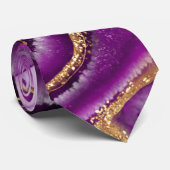Moderne Lila und Gold Agate Men's Krawatte (Gerollt)