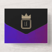 Moderne Lila und Gold Monogram Hochzeit All In One Einladung (Rückseite)