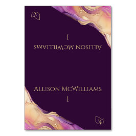 Moderne Lila und goldene Hochzeit-Vegetarier Tischnummer