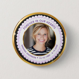 Moderne lila und goldene Perlen Für immer in unser Button