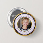 Moderne lila und goldene Perlen Für immer in unser Button (Vorne & Hinten)