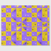 Moderne lila und goldene Tafelblumen Geschenkpapier (Flach)