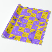 Moderne lila und goldene Tafelblumen Geschenkpapier (Ungerollt)