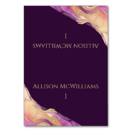 Moderne Lila- und Goldhochzeiten- Tischnummer