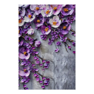 Moderne lila und graue Blumenleinwand Poster