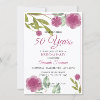 Moderne Lila und grüne Blume Mutter Geburtstag Einladung
