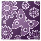 Moderne Lila und Lavendelblütenschmetterlinge Fliese (Vorderseite)