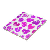 Moderne Lila und rosa Doodled Hearts Valentine Fliese (Seite)