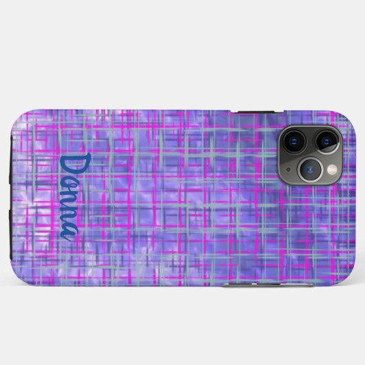 Moderne lila und rosa Rasterlinien abstrakt Case-Mate iPhone Hülle (Rückseite (Horizontal))