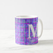 Moderne lila und rosa Rasterlinien abstrakt Kaffeetasse (VorderseiteRechts)