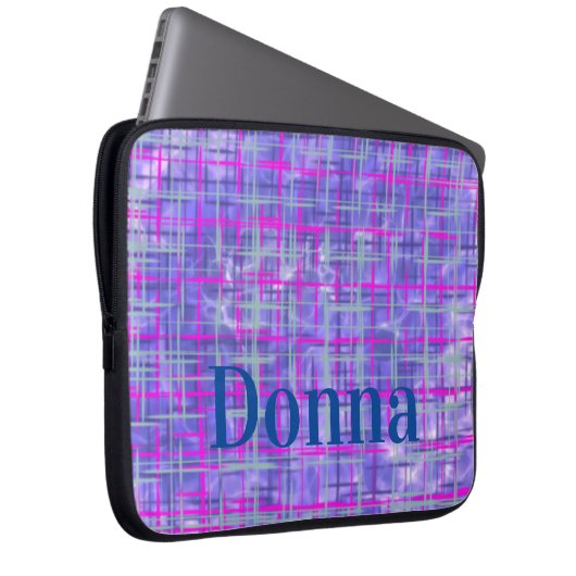 Moderne lila und rosa Rasterlinien abstrakt Laptopschutzhülle (Vorne Rechts)