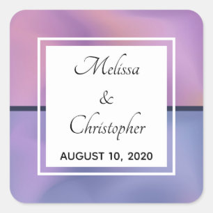 Moderne Lila und rosafarbene Abstrakte Hochzeit Quadratischer Aufkleber