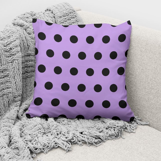 Moderne Lila und schwarze Polka Dots Muster Kissen (Von Creator hochgeladen)