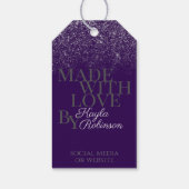 Moderne Lila und Silberne Glitzer Rain Vielen Dank Geschenkanhänger (Rückseite)