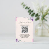 Moderne lila und violette florale QR-Code-Hochzeit Begleitkarte (Stehend Vorderseite)