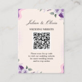 Moderne lila und violette florale QR-Code-Hochzeit Begleitkarte (Vorderseite)