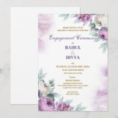 Moderne Lila und weiße Einladung zur Hochzeit (Vorne/Hinten)