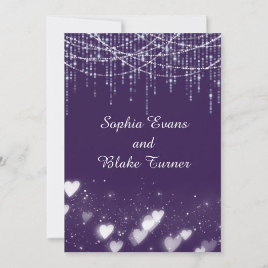 Moderne Lila und weiße Hanglampen Save the Date Einladung (Rückseite)