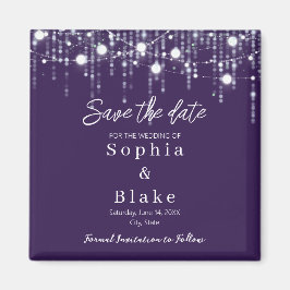 Moderne Lila und weiße Hangleuchten Save the Date Magnet