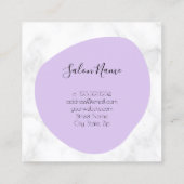 Moderne lila- und weiße Marmornägel Quadratische Visitenkarte (Rückseite)