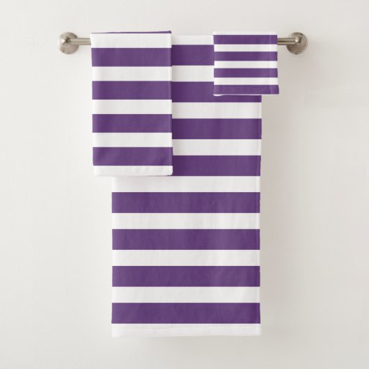 Moderne Lila und weiße Streifen Badhandtuch Set (Insitu)