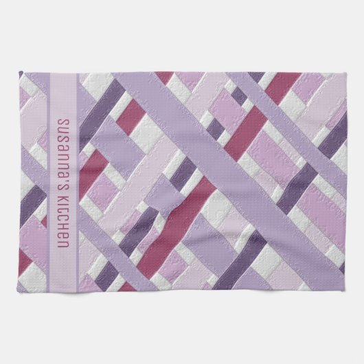 Moderne Lila und weiße Streifen Geschirrtuch (Horizontal)