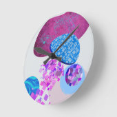 Moderne lila und zyklische Formen Runde Wanduhr (Winkel)