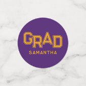 Moderne Lila Uni Grad Custom Foto Abschluss Konfetti (Klein Vorderseite)