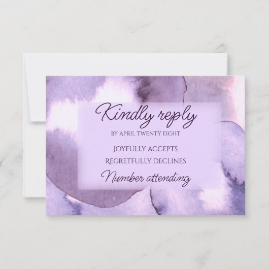 Moderne lila Violette RSVP Karte (Vorderseite)