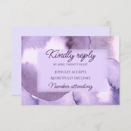 Moderne lila Violette RSVP Karte (Vorne/Hinten)