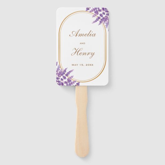 Moderne Lila Violettlavenders Blumenhochzeit Fächer (Rückseite)