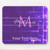 Moderne Lila Violetziegeln Monogramm Mousepad (Vorne)